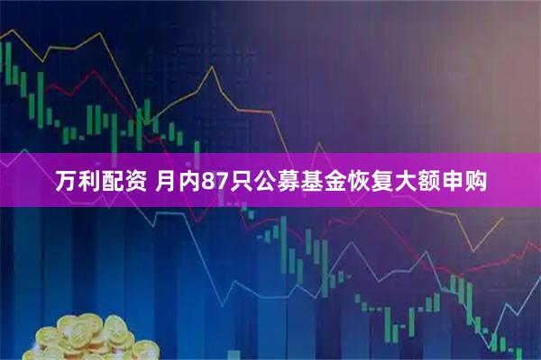 万利配资 月内87只公募基金恢复大额申购