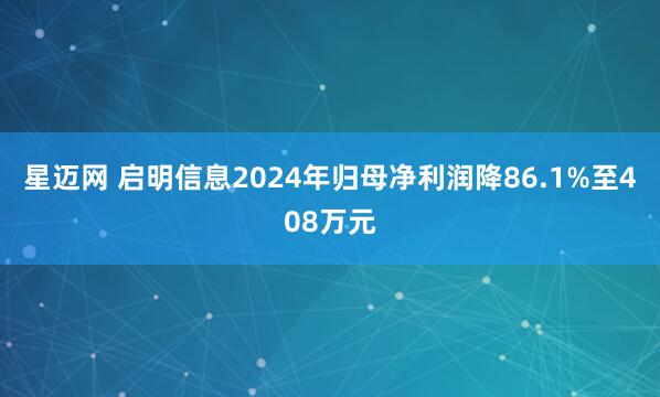 星迈网 启明信息2024年归母净利润降86.1%至408万元