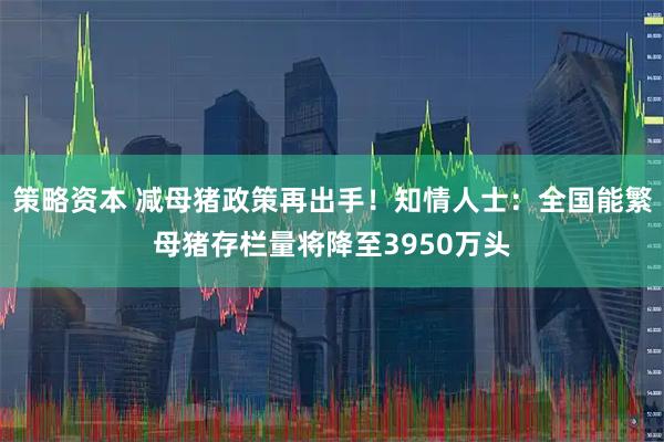 策略资本 减母猪政策再出手！知情人士：全国能繁母猪存栏量将降至3950万头